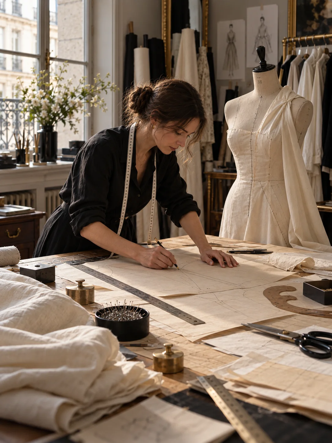 Modéliste au travail dans l'atelier